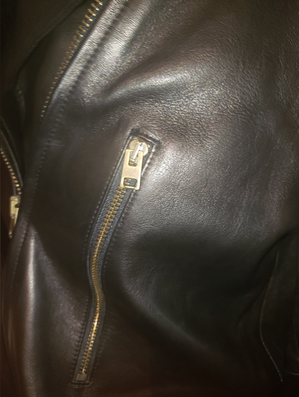 NWT B.R. Lambskin Leather Brass Hardware Biker Crop Jacket L - Picture 4 of 13